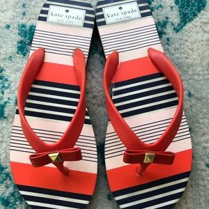 Kate Spade Red striped flip flops size 7.5